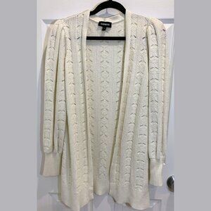Express Pointelle Puffy Balloon Sleeve Cream Size Medium Cardigan